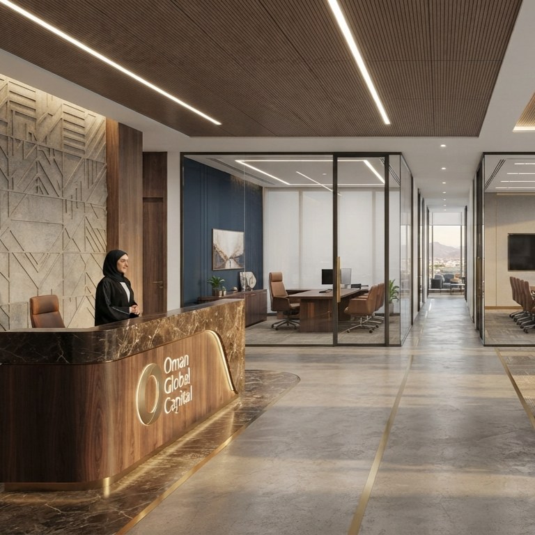 Custom office furniture and joinery work for corporate workspace